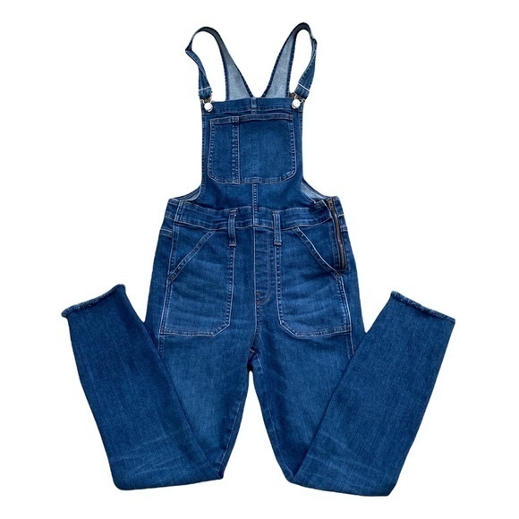 Madewell Skinny Raw Edge Hem Stretchy Overalls Sz. M - Picture 3 of 16